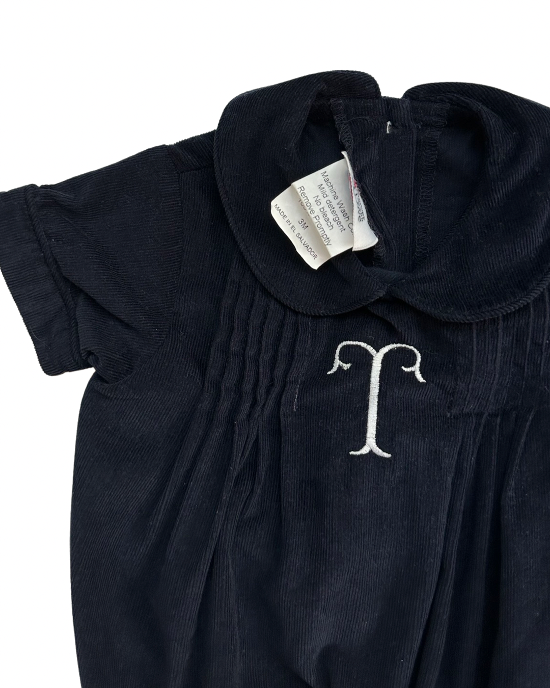 3M Baby Boy Classic Navy Boutique Corduroy Bubble Monogrammed with “T”