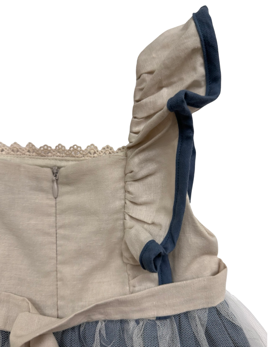 4T Toddler Girl Only Little Once Flutter Sleeve Tulle Dress with Floral Embroidered Top