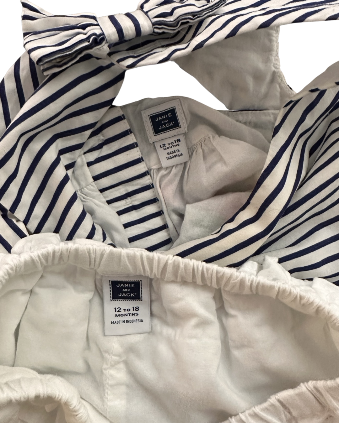 12M-18M Baby Girl Janie & Jack Navy White Striped Pink Floral Top with Matching Bloomers