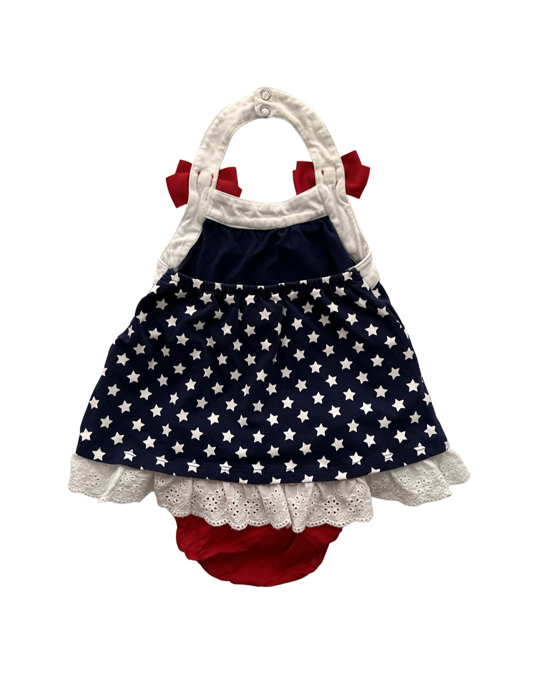 12M-18M Baby Girl American Stars Dress with Matching Red Bloomers