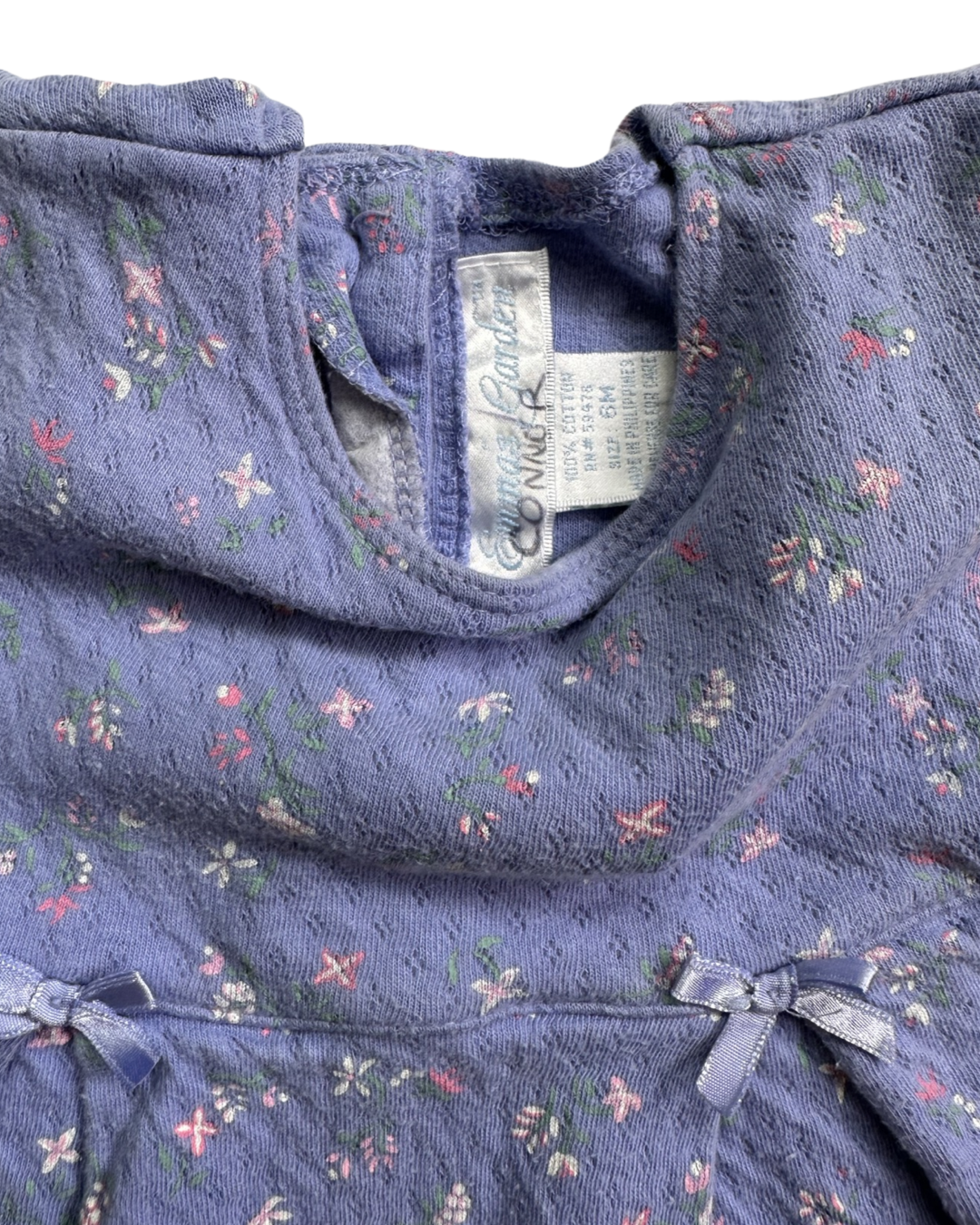 6M Baby Girl Purplish Blue Ralph Lauren Floral Dress w/ Matching Bloomers