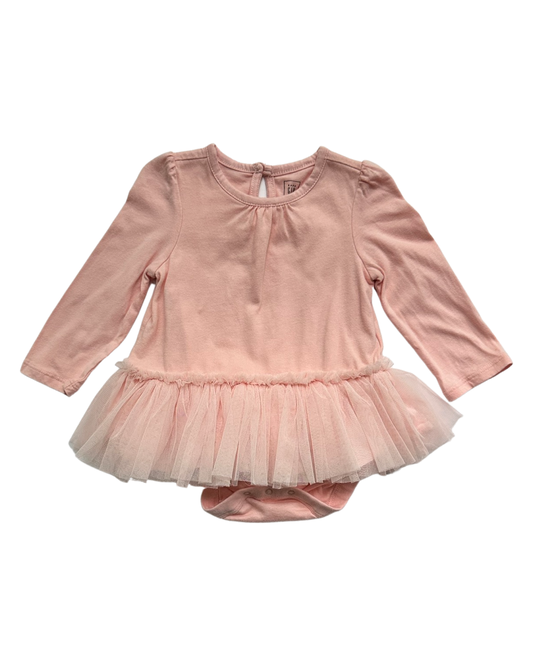6-12M Baby Girl Baby Gap Pink Ballerina Tutu Long Sleeve Onesie Dress