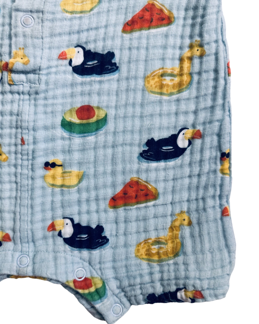 18M-24M Baby Boy Angel Dear Muslin Pool Floaties Shortie Romper