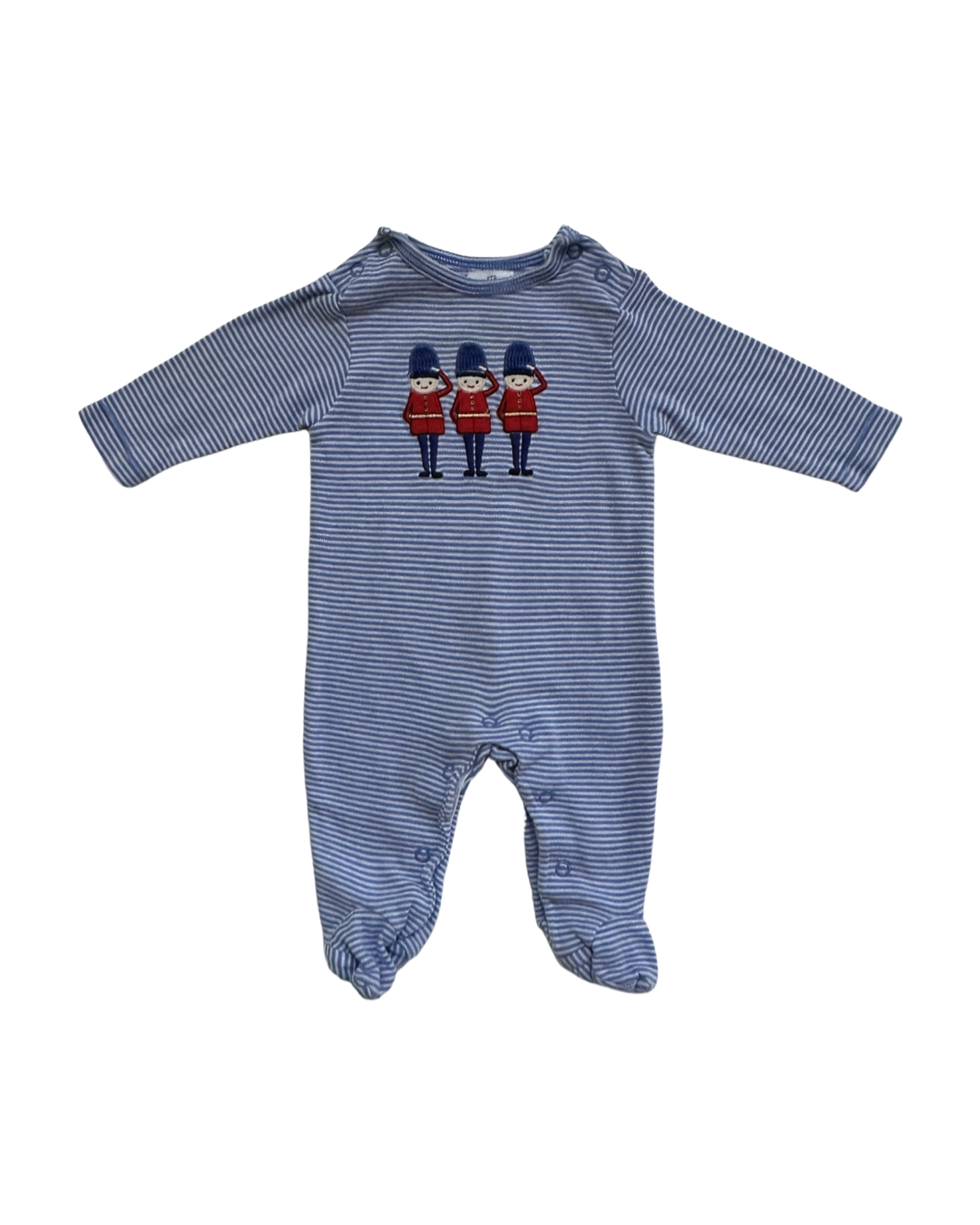 Newborn Baby Boy John Lewis London Soldier Blue Striped Sleeper