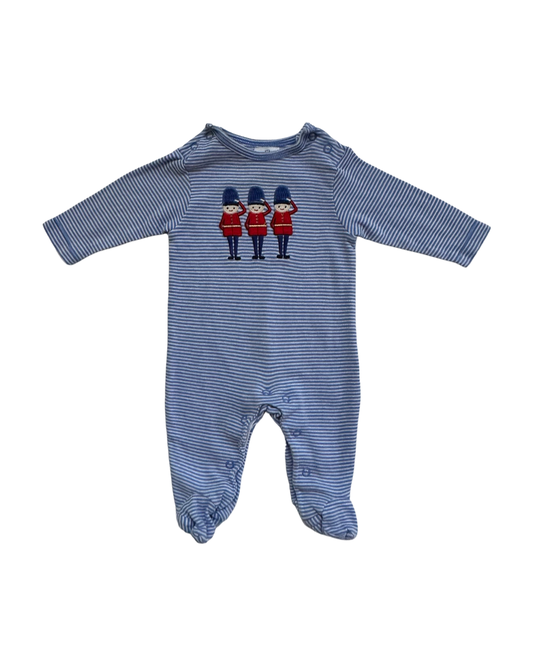 Newborn Baby Boy John Lewis London Soldier Blue Striped Sleeper