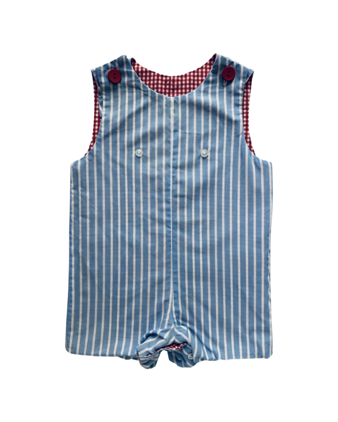 12M Baby Boy Kelly’s Kids Red Gingham Reversible Anchor Romper