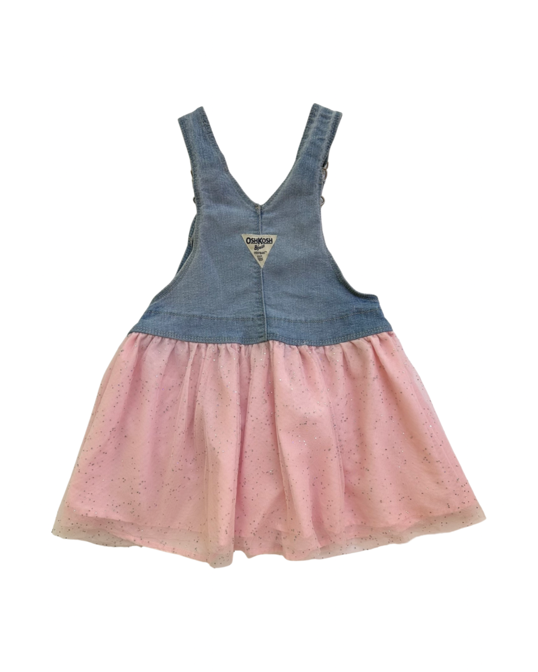 4T Toddler Girl OshKosh B’Gosh Unicorn Denim Pink Tulle Overall Dress