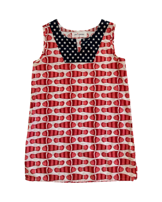 Girls Size 7Y Petit Peony American Red Fish Dress
