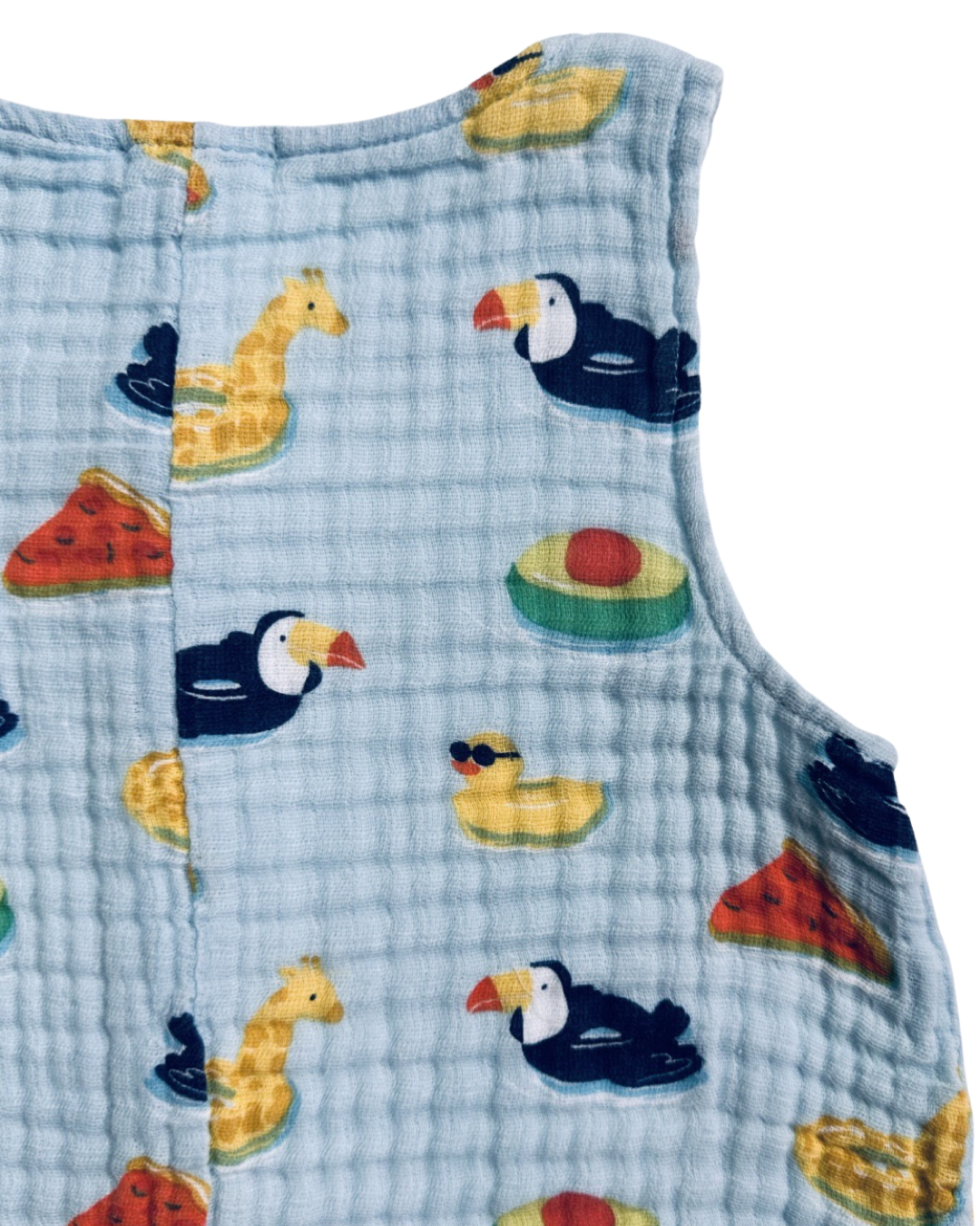 18M-24M Baby Boy Angel Dear Muslin Pool Floaties Shortie Romper