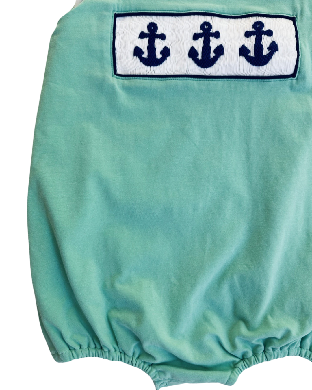2T Toddler Boy Sweet Southern Smocks Aqua Bubble with Smocked Navy Anchors