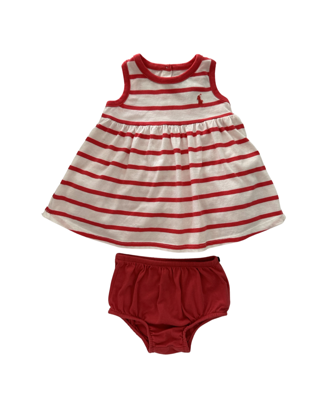 3M Baby Girl Ralph Lauren Red Patriotic Bear Dress & Striped Dress