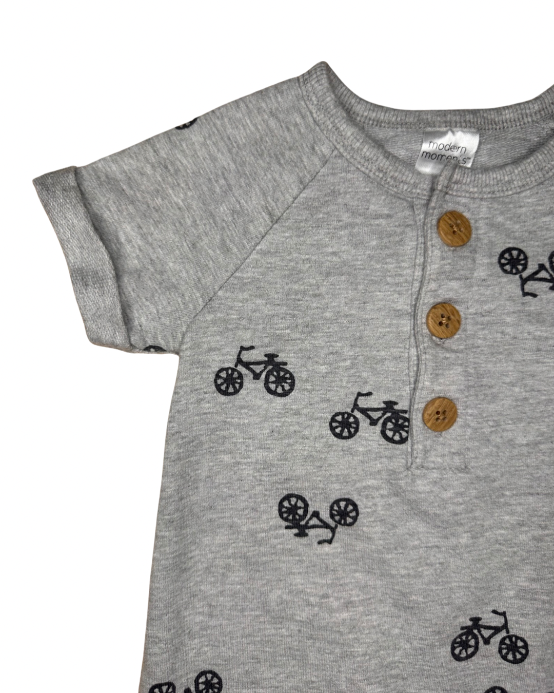 3-6M Baby Boy Modern Moments Gray Bicycle Romper