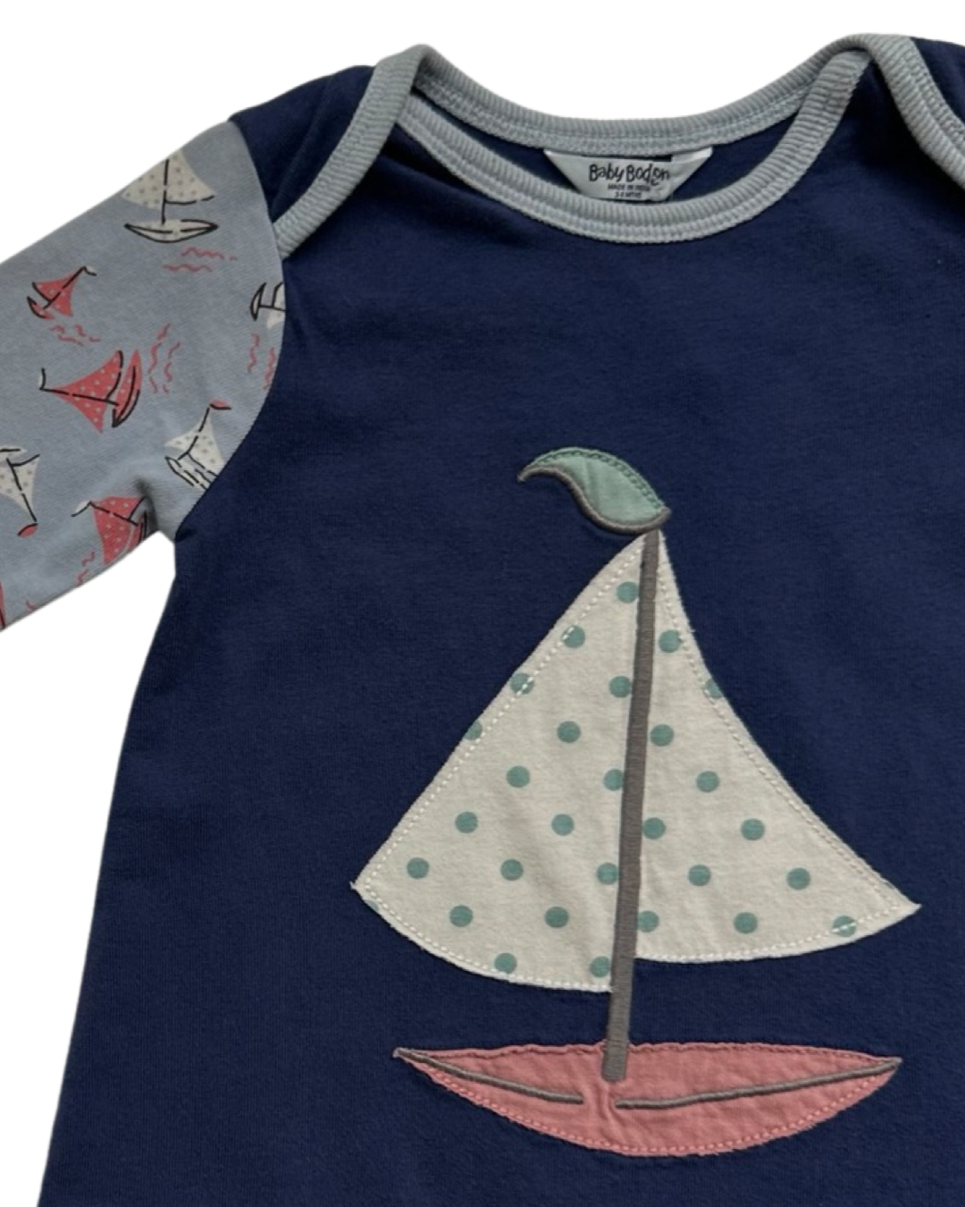 3-6M Baby Girl Baby Boden Dusty Blue Sailboat Dress