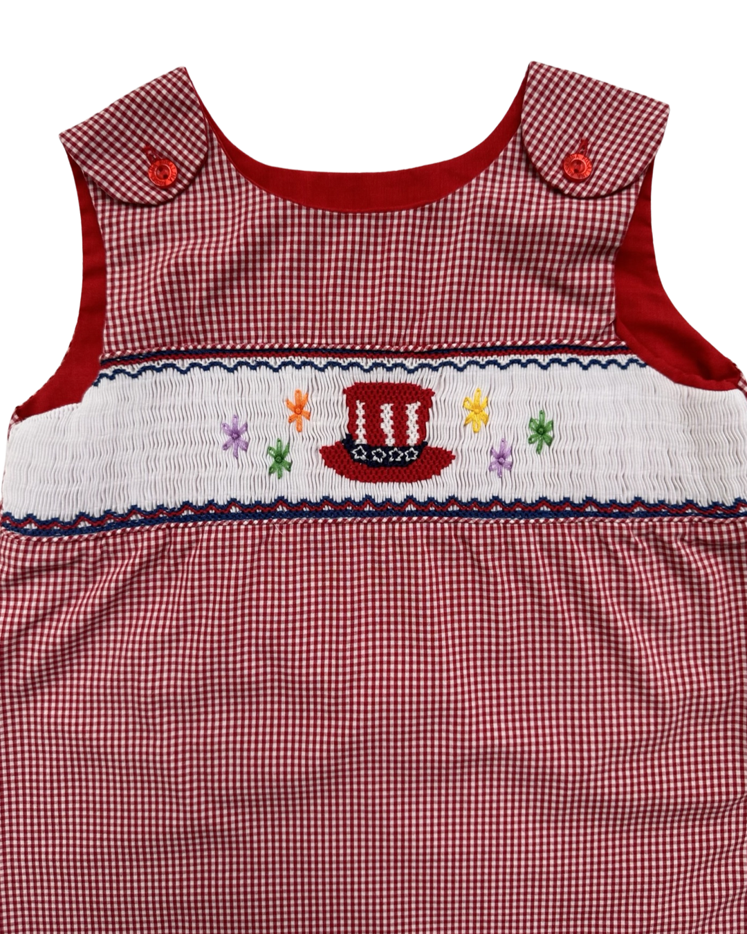 24M Baby Girl Rosalina Red Gingham American Smocked Firework Uncle Sams Hat Dress