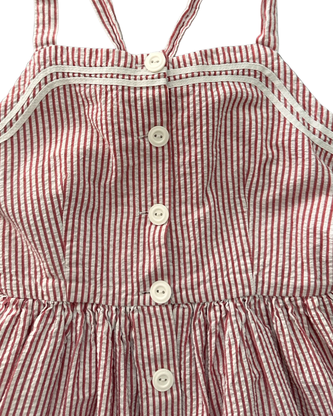 Youth Girls Size 10 Ralph Lauren Polo Red Striped Seersucker Dress