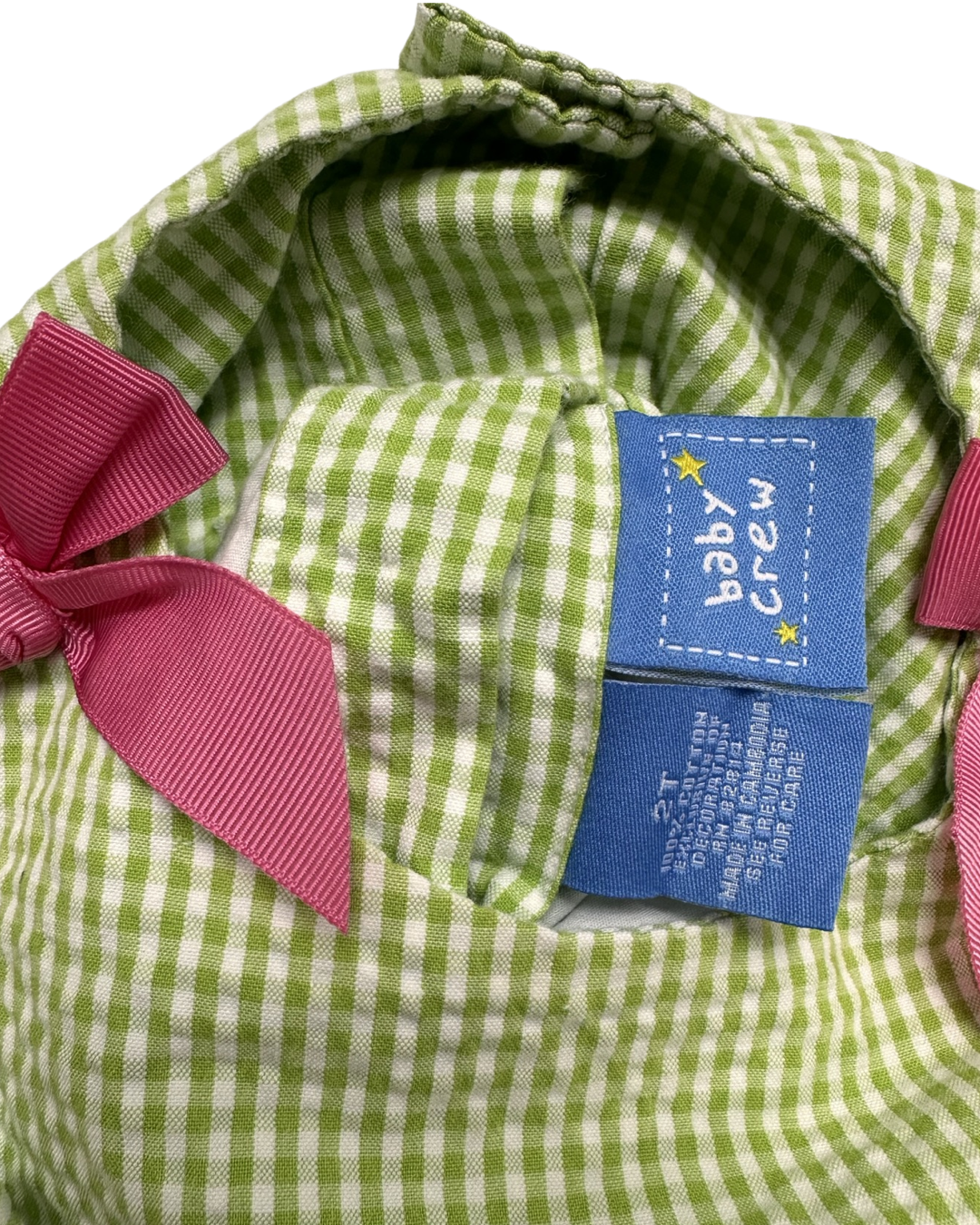 2T Toddler Girl Baby Crew Green Gingham Watermelon Dress