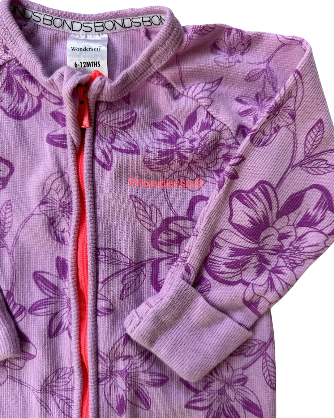 6-12M Baby Girl Size 0 Purple Floral Bonds Wondersuit