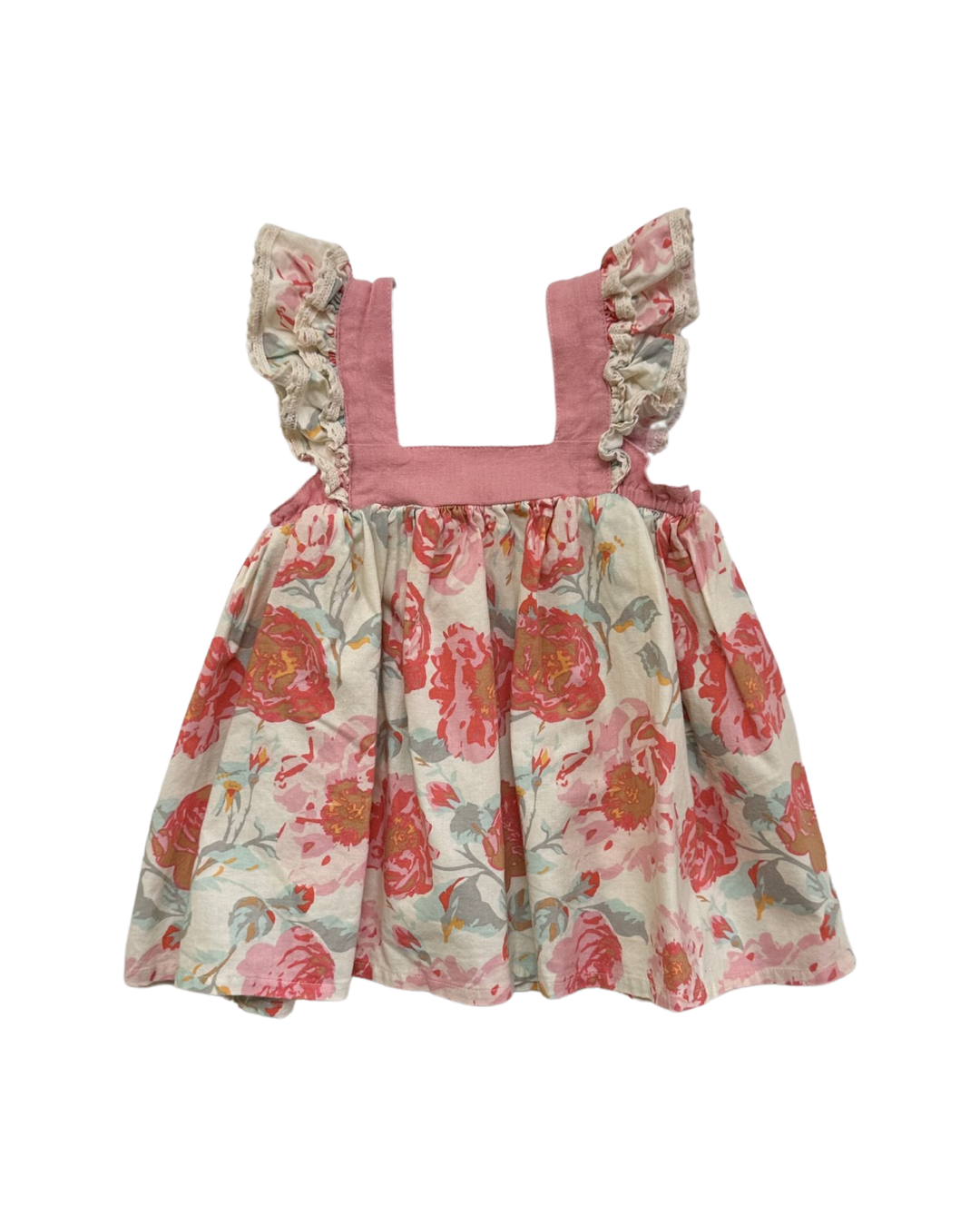 12M-18M Baby Girl Cheeky Plum Pink Floral Flutter Sleeve Dress