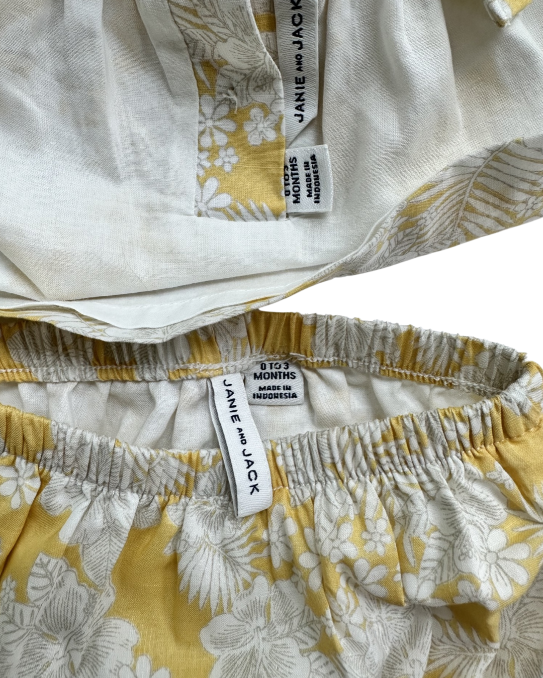 0-3M Baby Girl Janie & Jack Yellow Floral Layette 2Pc Set