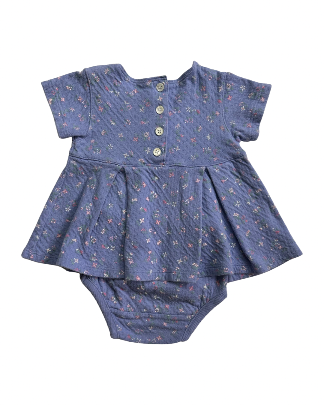 6M Baby Girl Purplish Blue Ralph Lauren Floral Dress w/ Matching Bloomers