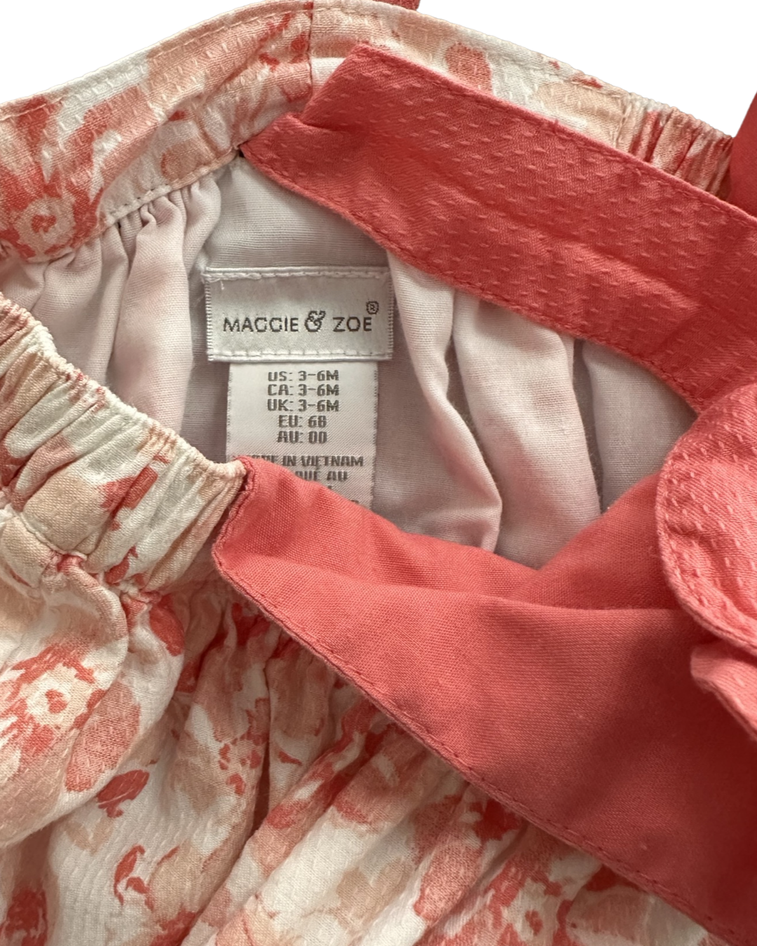 3-6M Baby Girl Maggie & Zoe Coral Pink Floral Sunsuit Bubble