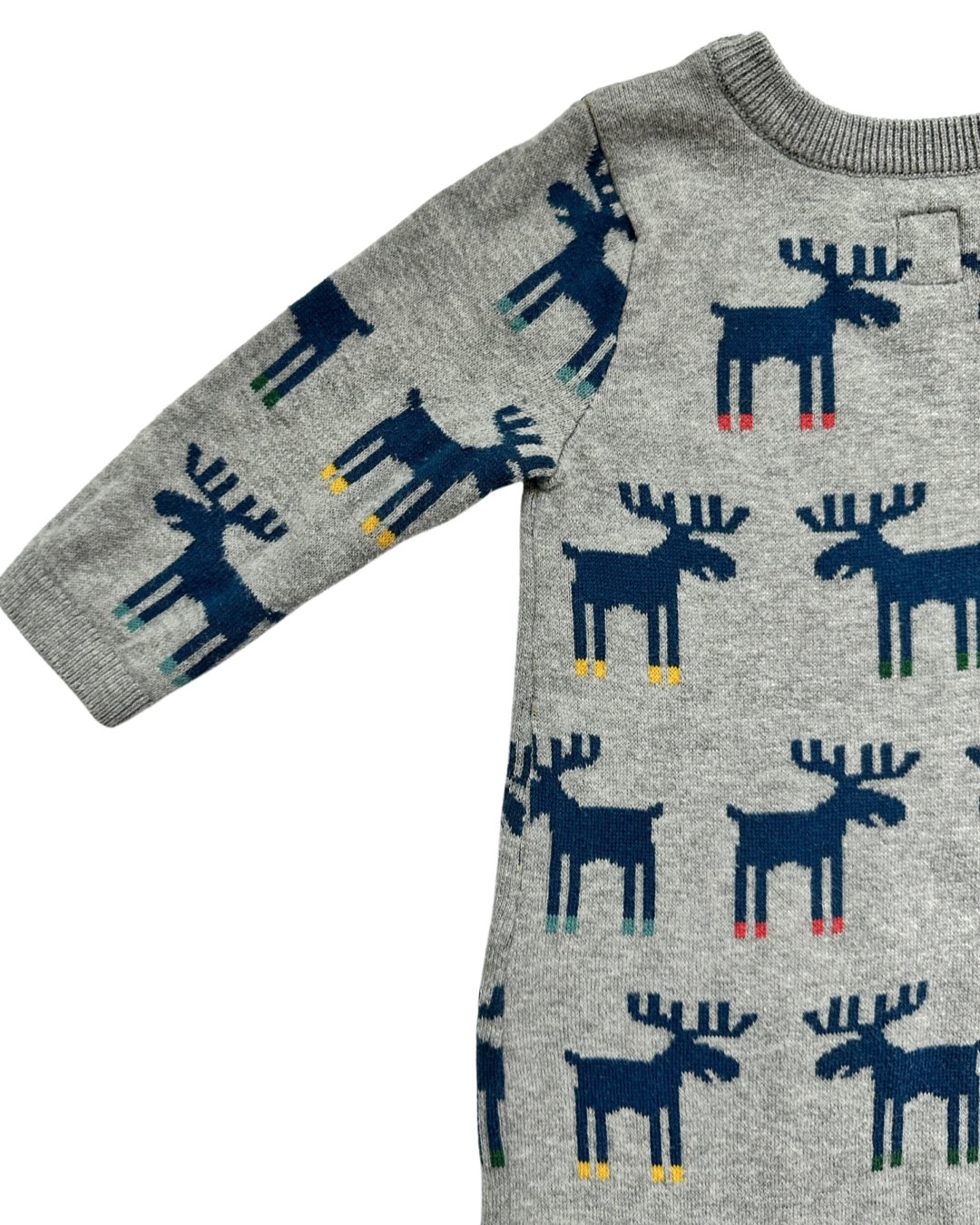 3-6M Baby Boy Baby Gap Gray Reindeer Sweater Romper