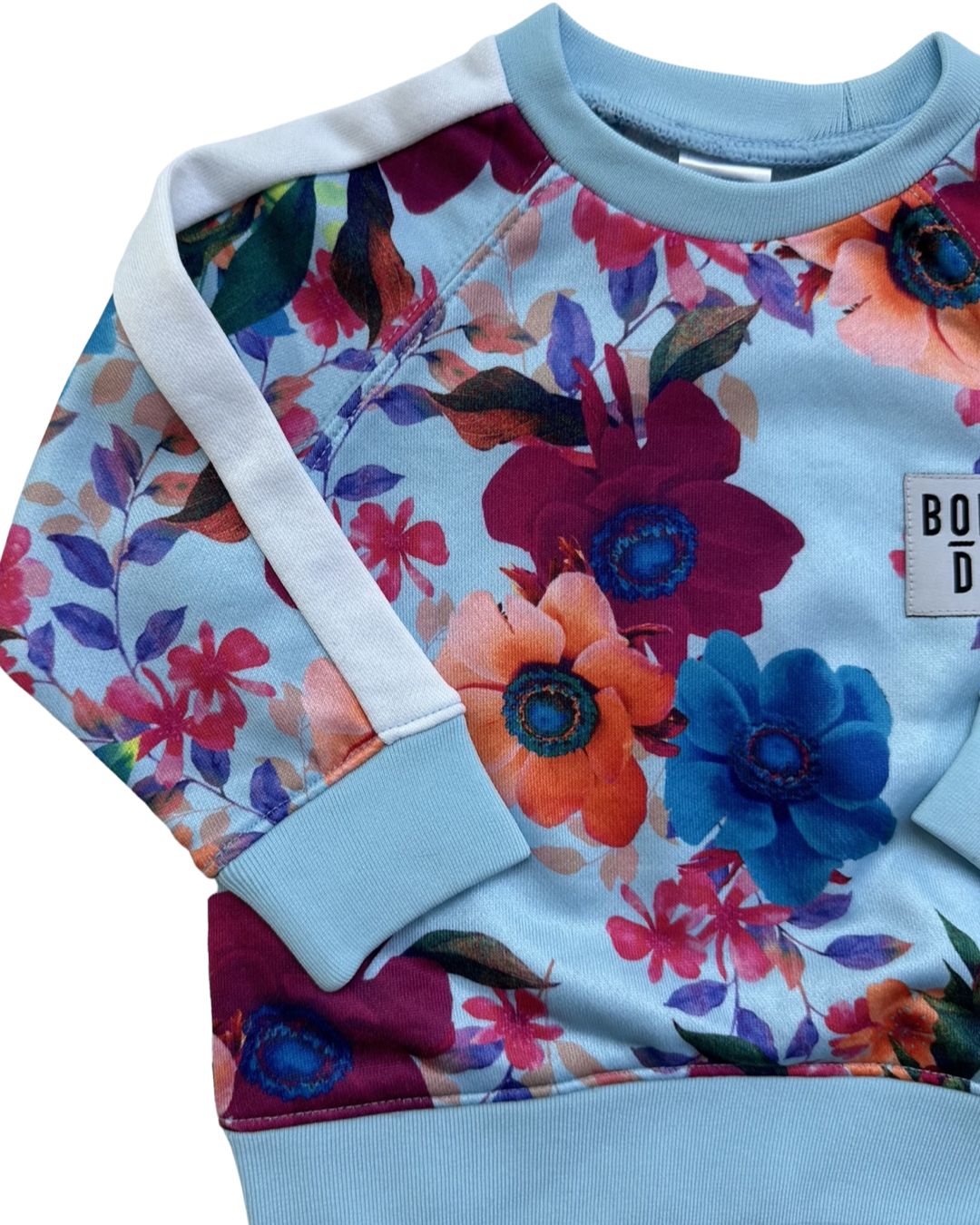 6-12M Baby Girl Size 0 Bonds Wondersuit Blue Floral Jogger Set Sweatshirt & Joggers