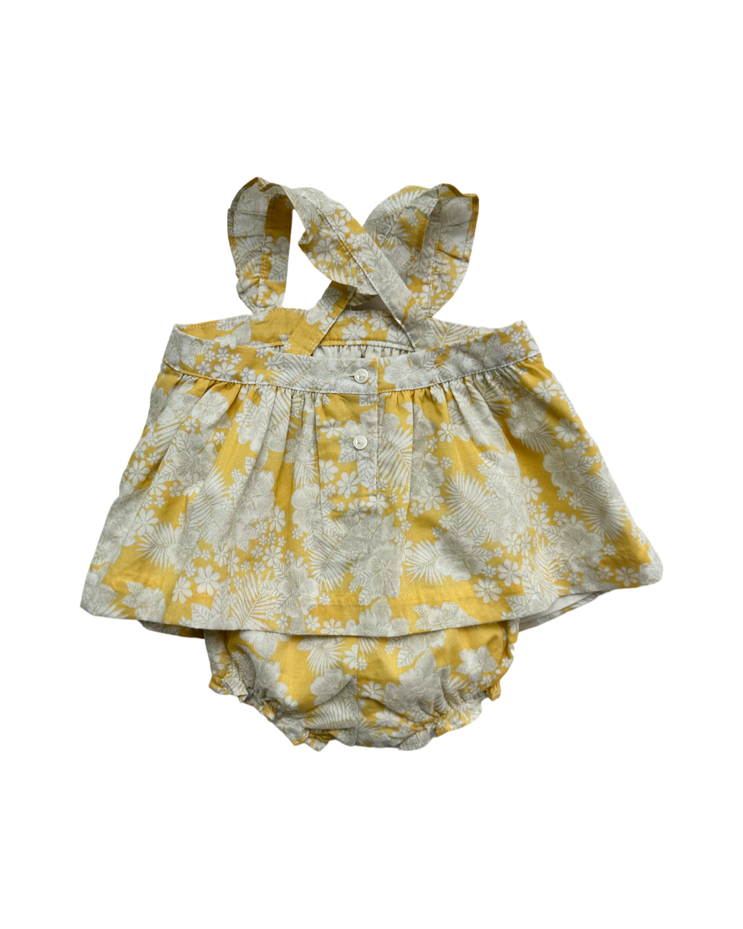 0-3M Baby Girl Janie & Jack Yellow Floral Layette 2Pc Set