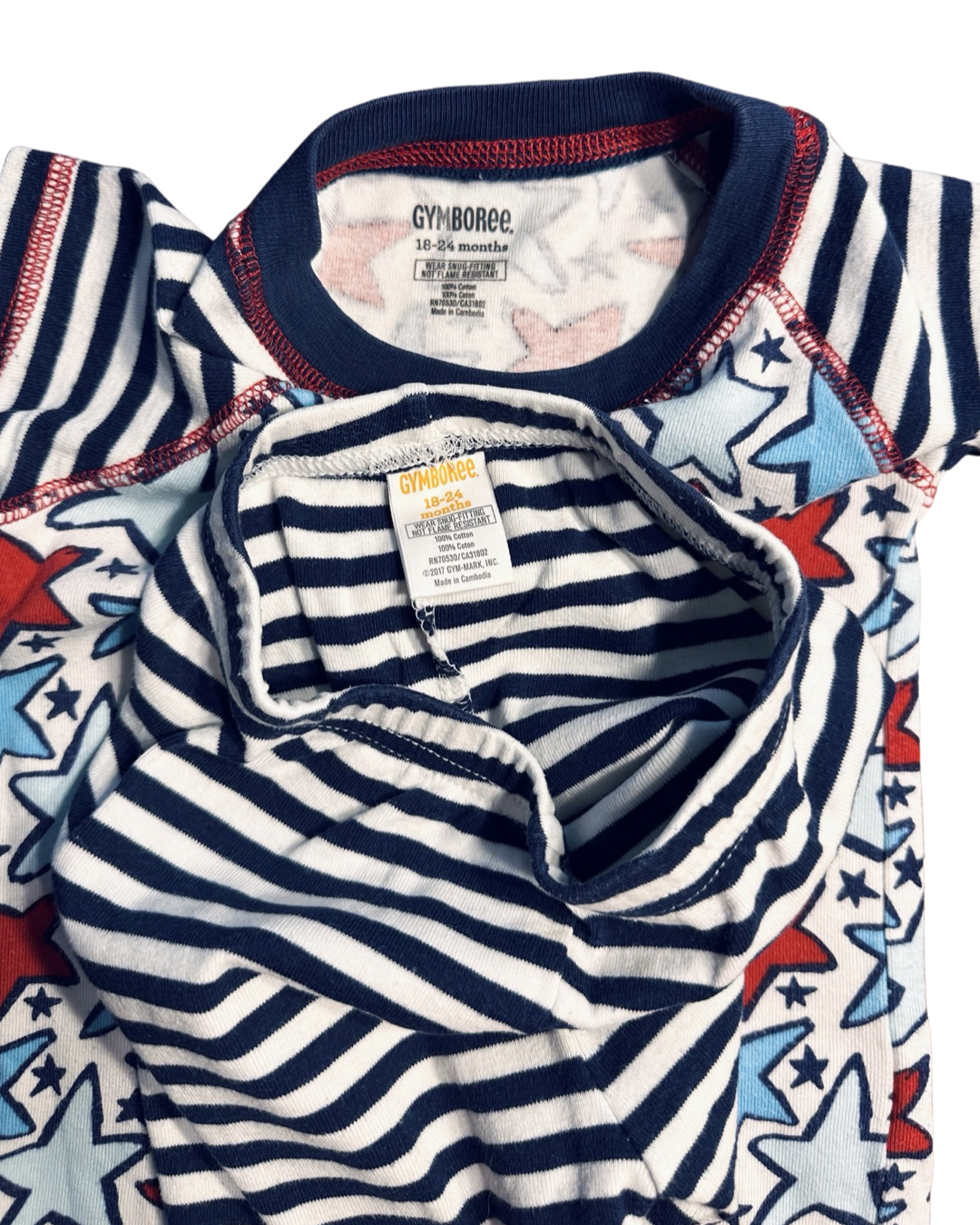 18M-24M Baby Boy Patriotic Navy / White Star Gymboree PJs