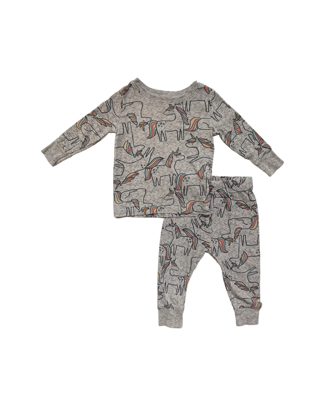 12M-18M Baby Girl Old Navy Gray Unicorn PJs