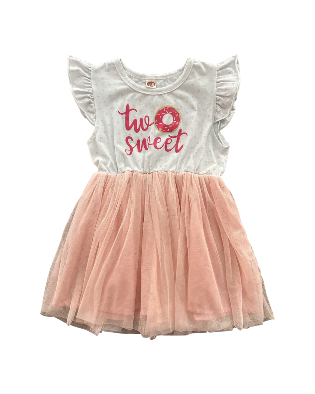 2T Toddler Girl Two Sweet Donut Tulle Birthday Dress
