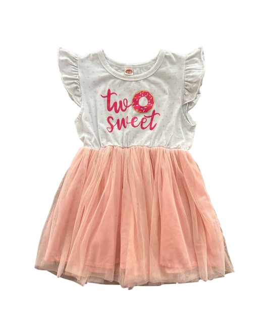 2T Toddler Girl Two Sweet Donut Tulle Birthday Dress