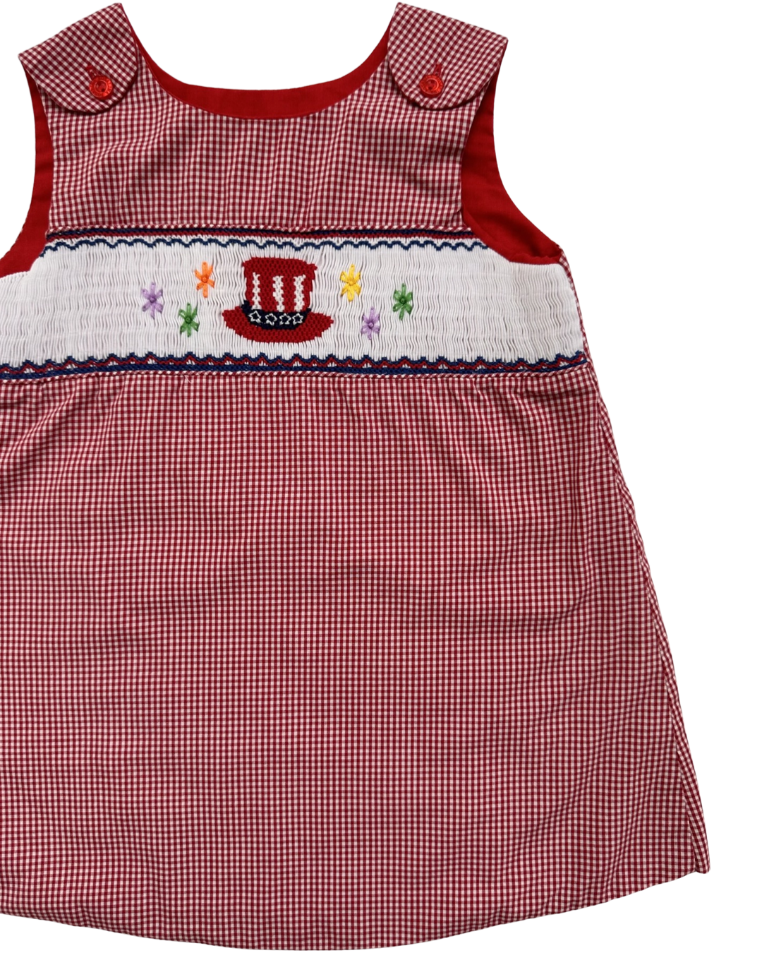 24M Baby Girl Rosalina Red Gingham American Smocked Firework Uncle Sams Hat Dress