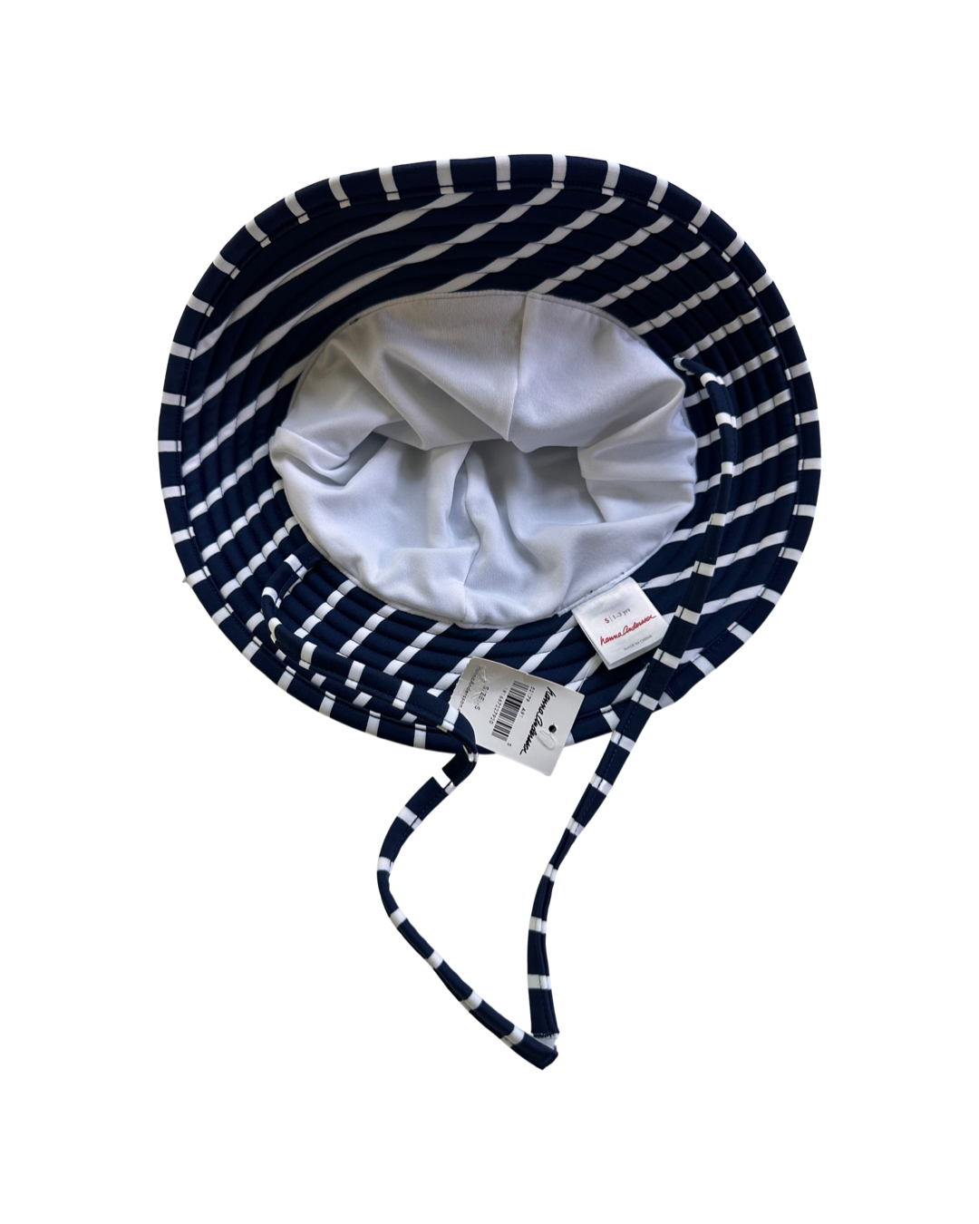 6M-12M Baby Boy Hanna Andersson Navy / White Striped RashGuard Swim Suit & Matching Sun Hat