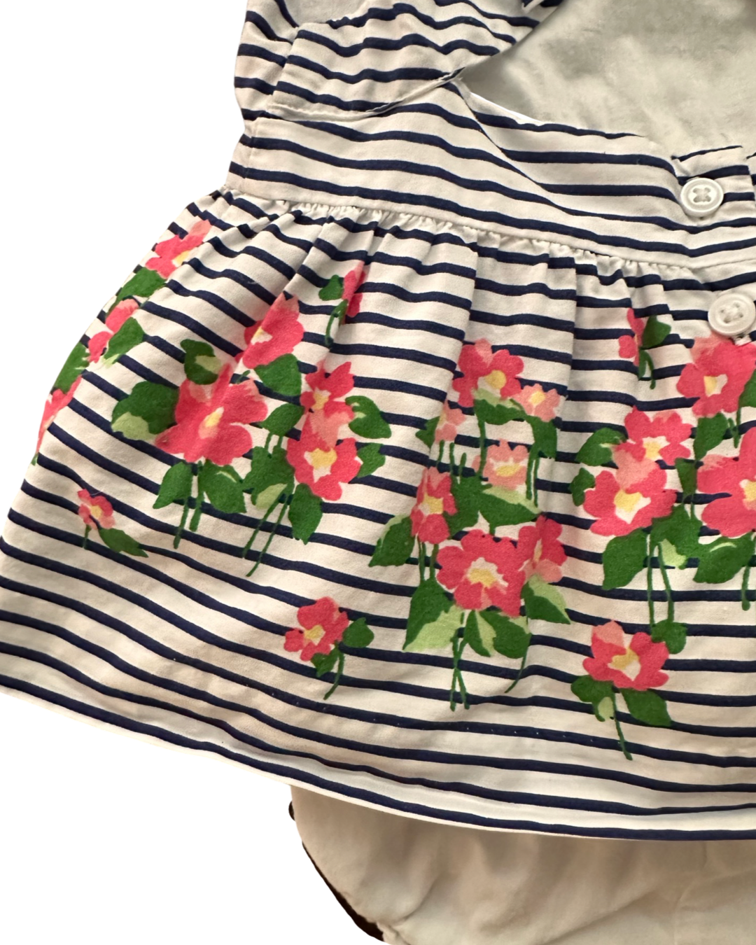 12M-18M Baby Girl Janie & Jack Navy White Striped Pink Floral Top with Matching Bloomers