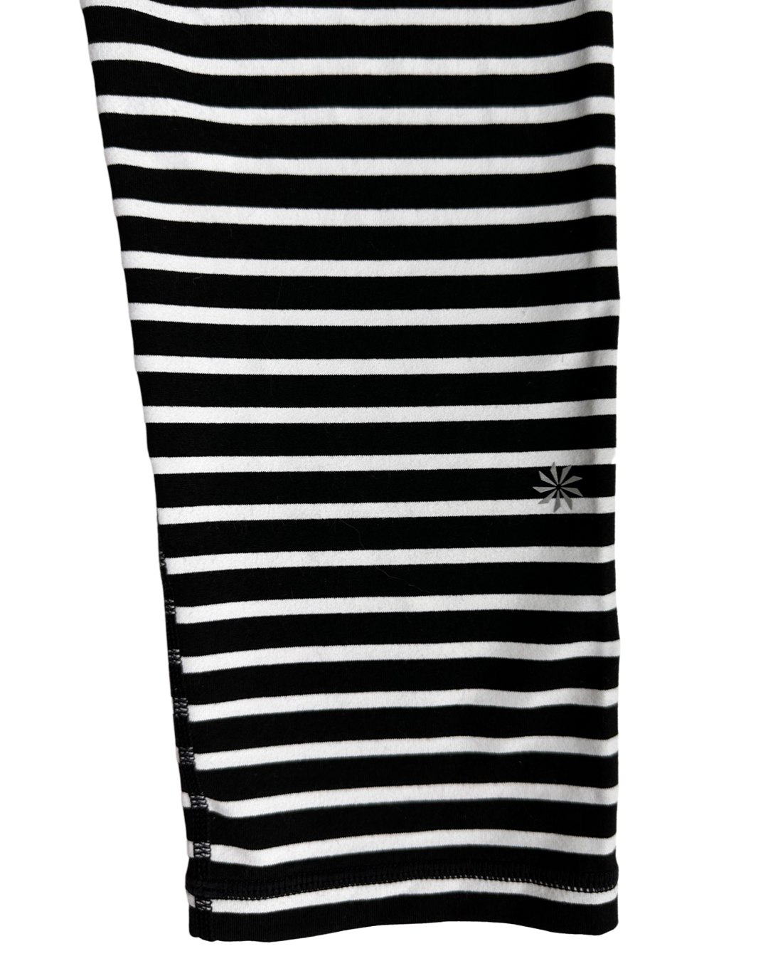 Youth Girls Size 12 Black and White Striped Athleta Girl Athletic Crop Leggings