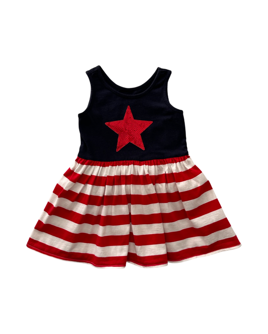 12M-18M Baby Girl The Children’s Place Red / White & Blue Sequin Star Dress