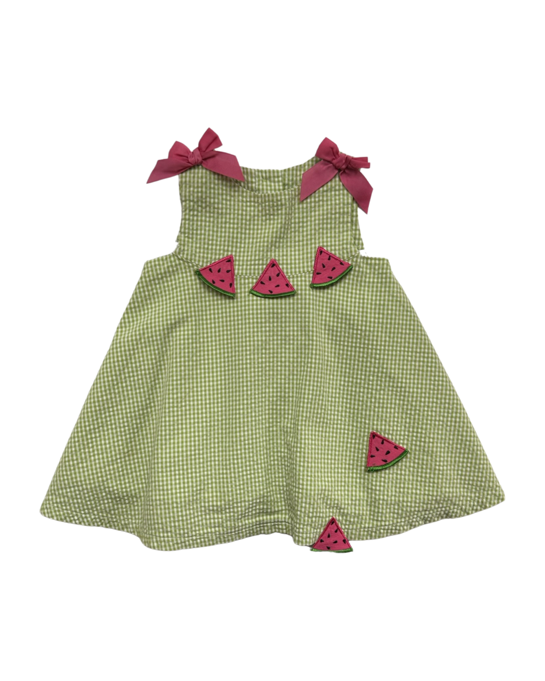 2T Toddler Girl Baby Crew Green Gingham Watermelon Dress
