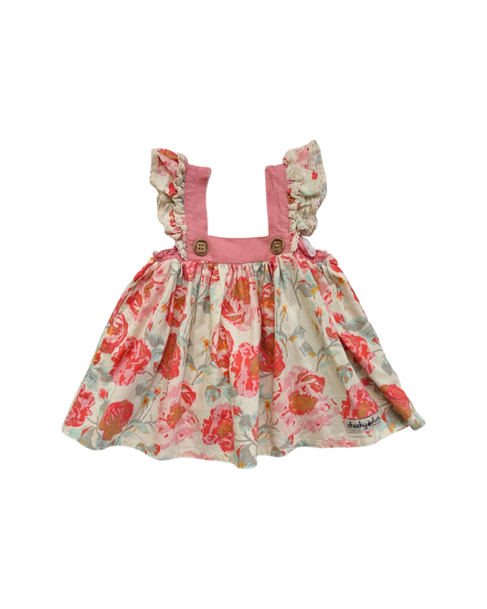 12M-18M Baby Girl Cheeky Plum Pink Floral Flutter Sleeve Dress