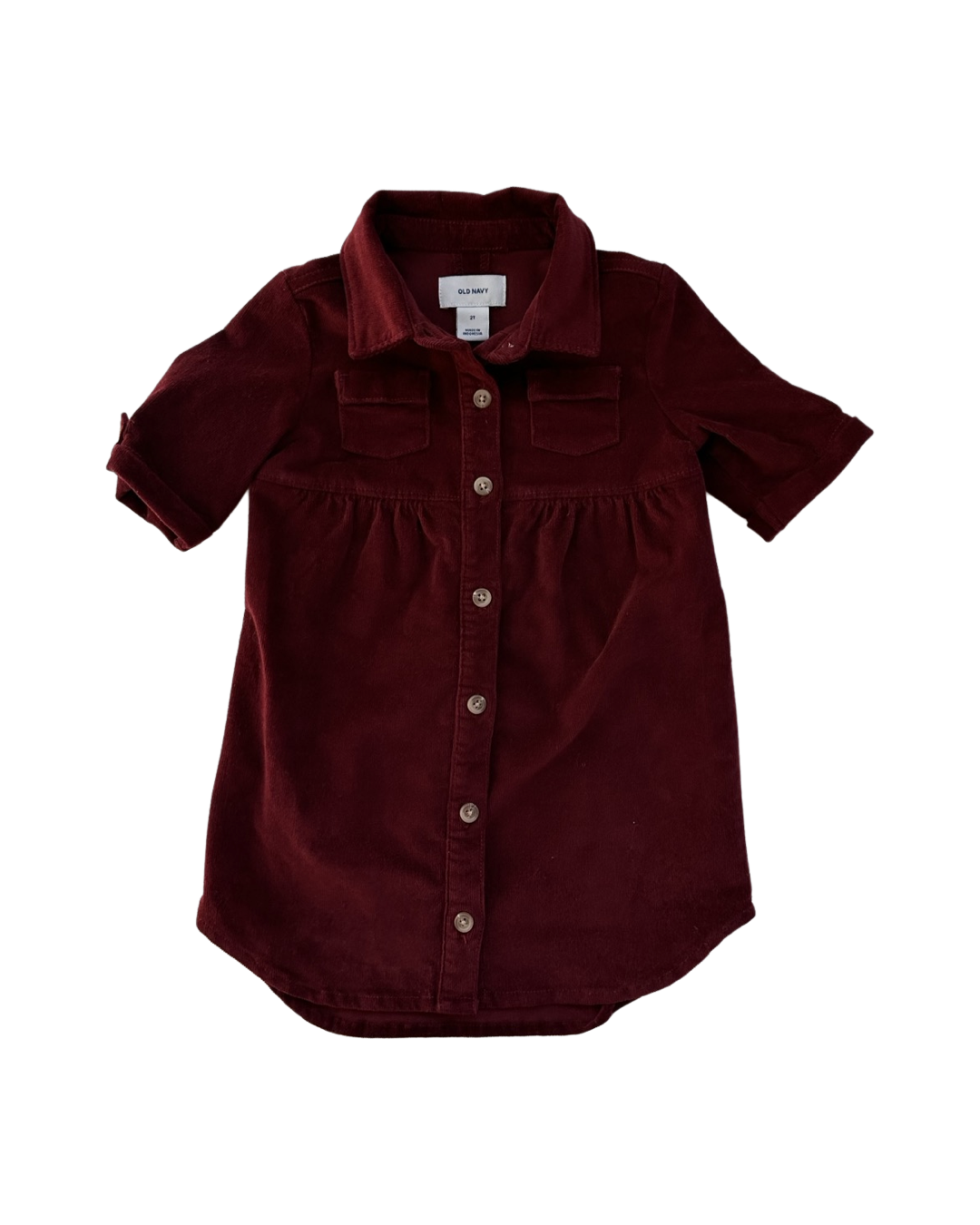 2T Toddler Girl Old Navy Maroon Fine Corduroy Dress