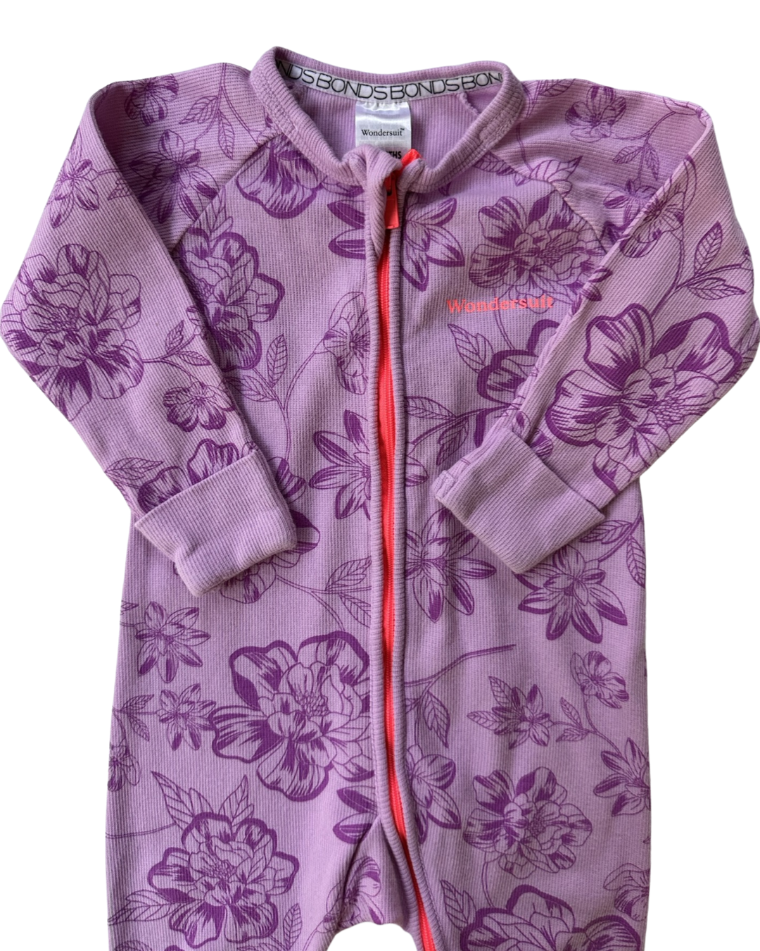 6-12M Baby Girl Size 0 Purple Floral Bonds Wondersuit