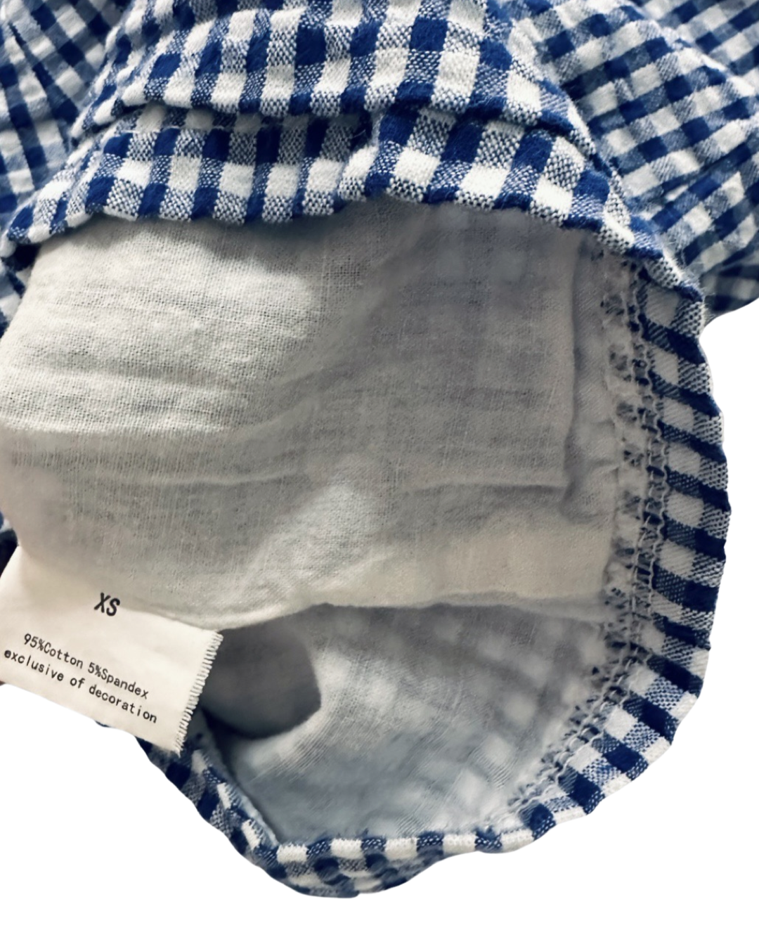 6-12M Baby Boy XS Blue Gingham American Flag Embroidered Shortie Romper