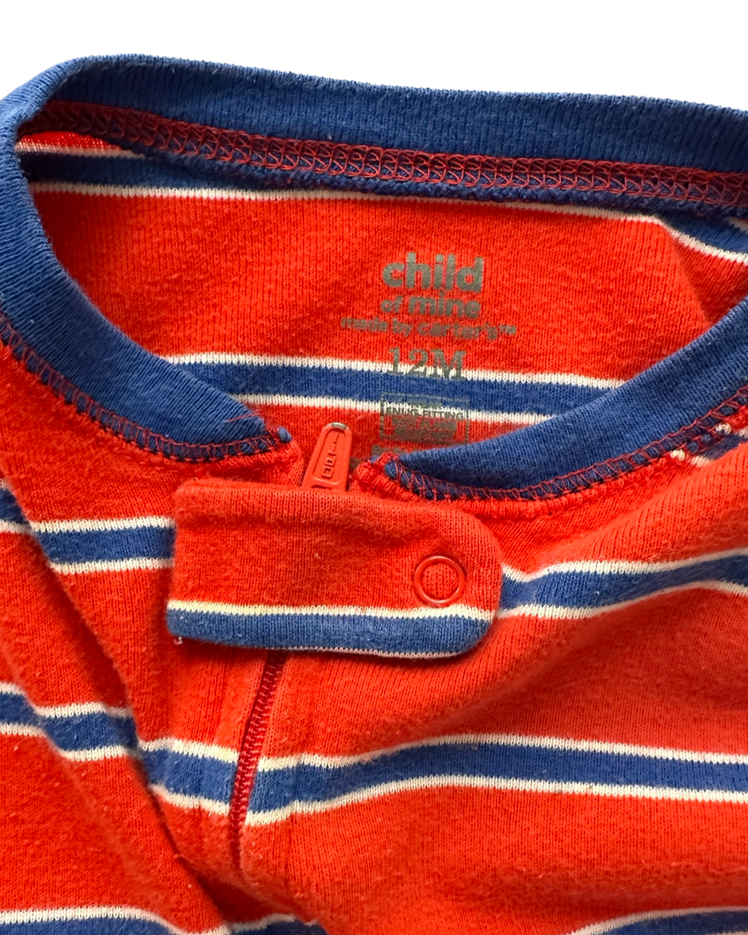 12M Baby Boy Red / Blue Striped Carters Surfing Monkey Zippered Sleeper PJs