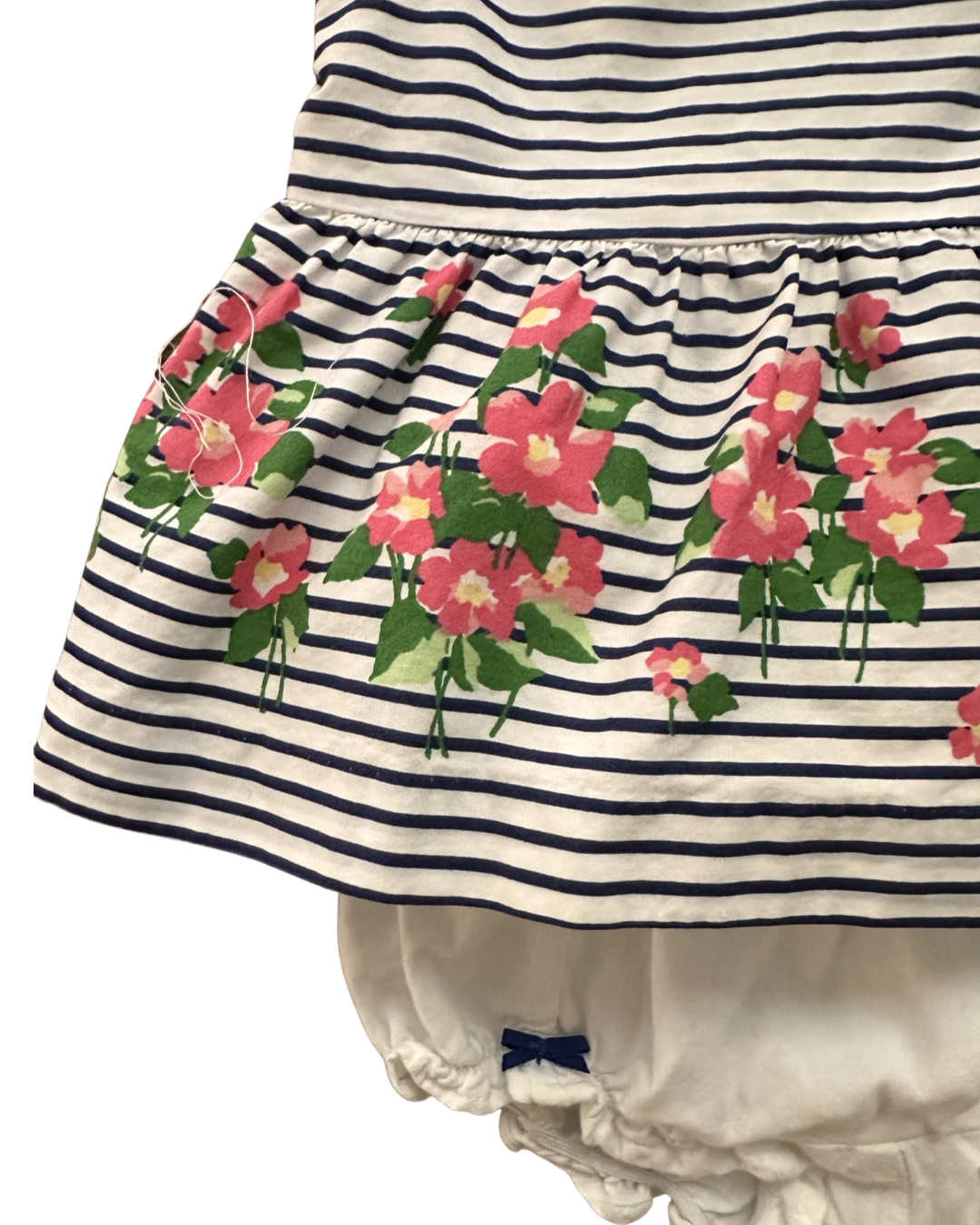 12M-18M Baby Girl Janie & Jack Navy White Striped Pink Floral Top with Matching Bloomers
