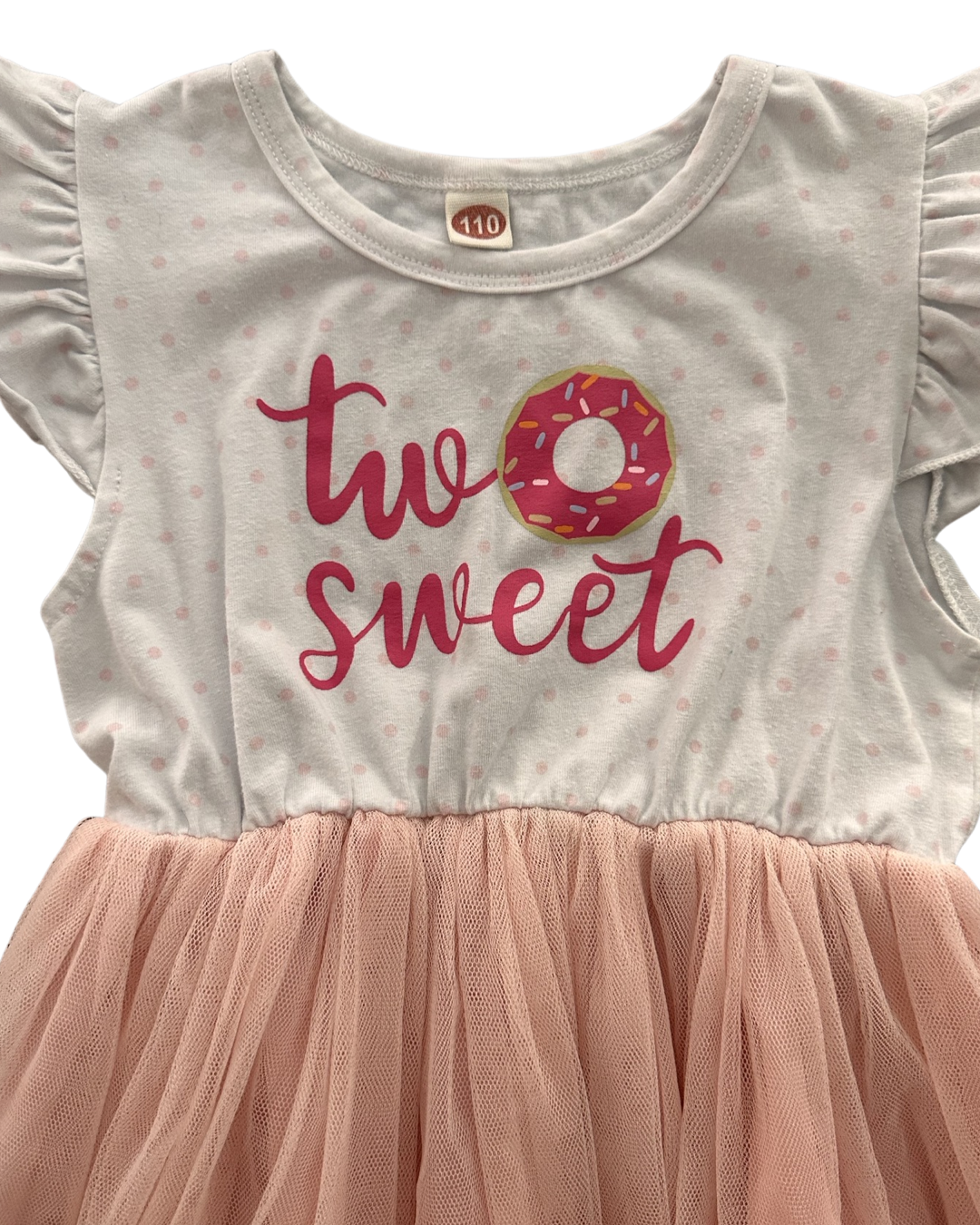 2T Toddler Girl Two Sweet Donut Tulle Birthday Dress