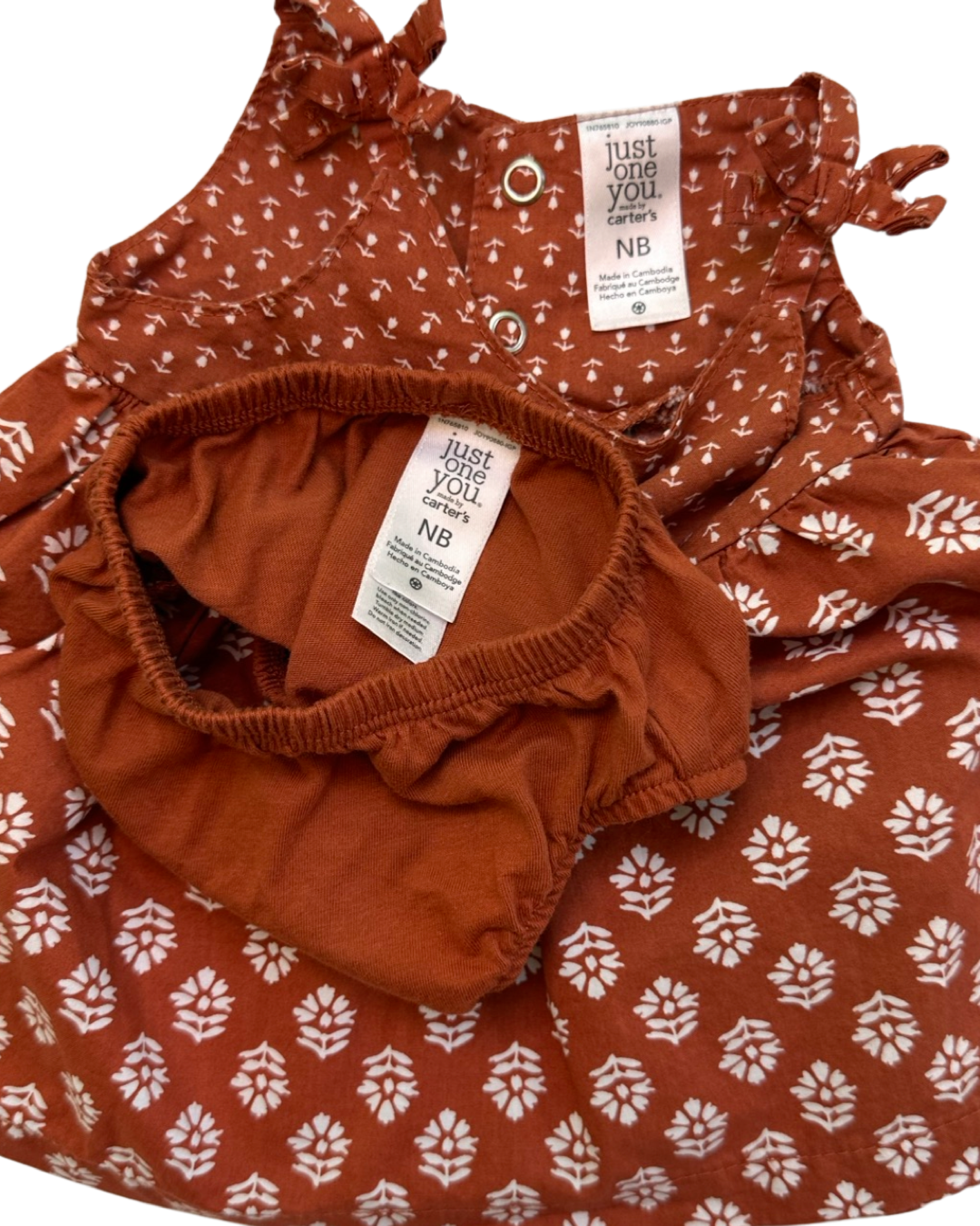 Newborn Baby Girl Carters Pumpkin Spice Colored Dress w/ Bloomers