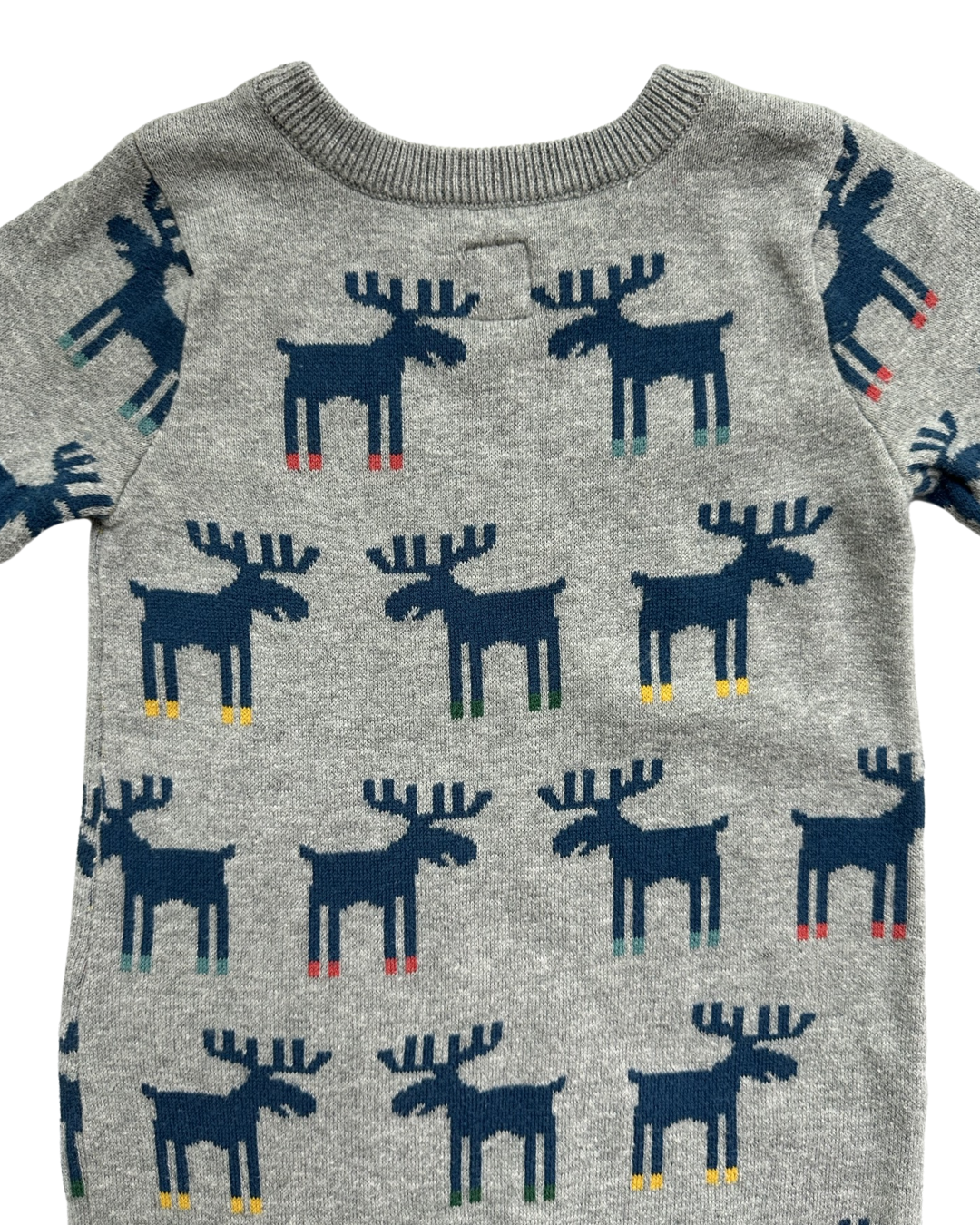 3-6M Baby Boy Baby Gap Gray Reindeer Sweater Romper