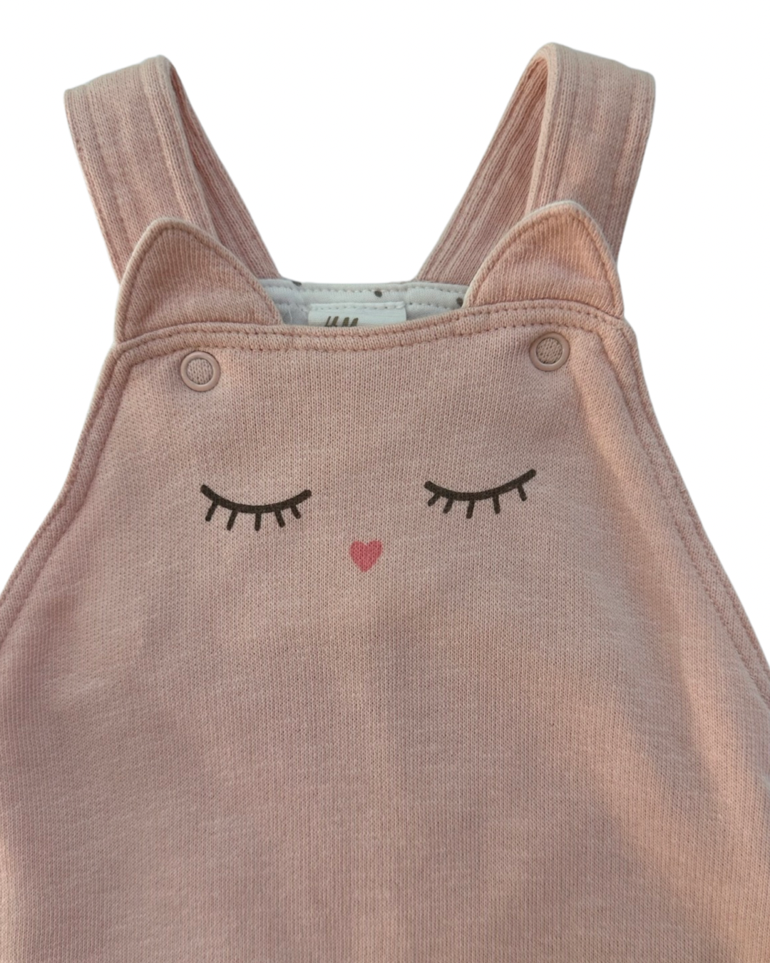 0-3M Baby Girl H&M Pink Kitty Overall Romper