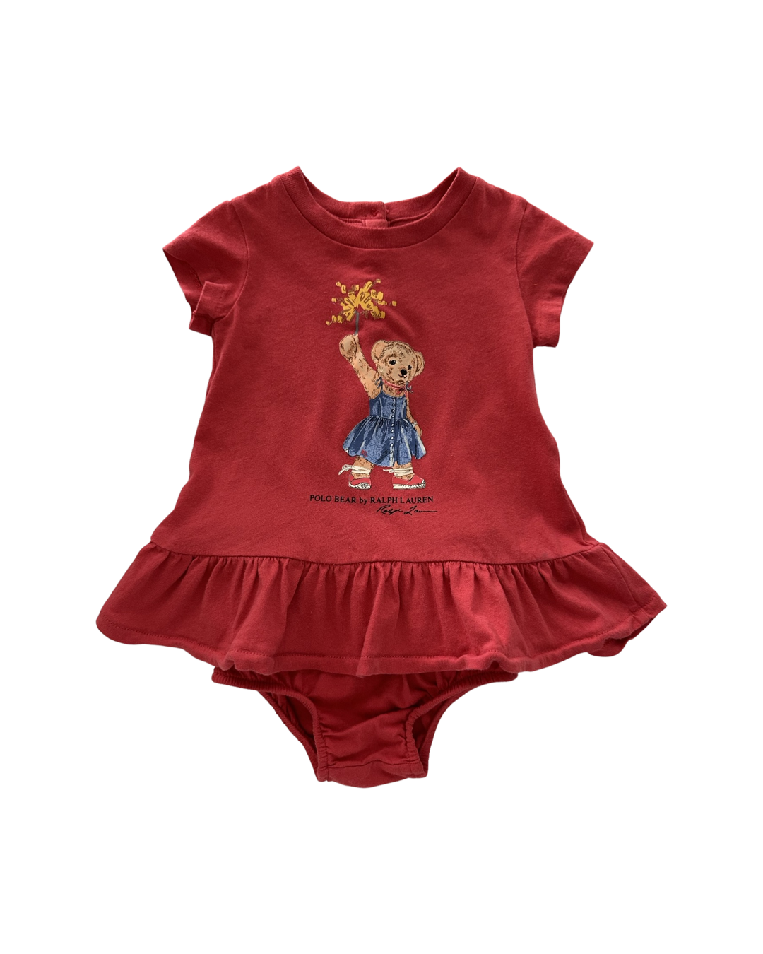 3M Baby Girl Ralph Lauren Red Patriotic Bear Dress & Striped Dress