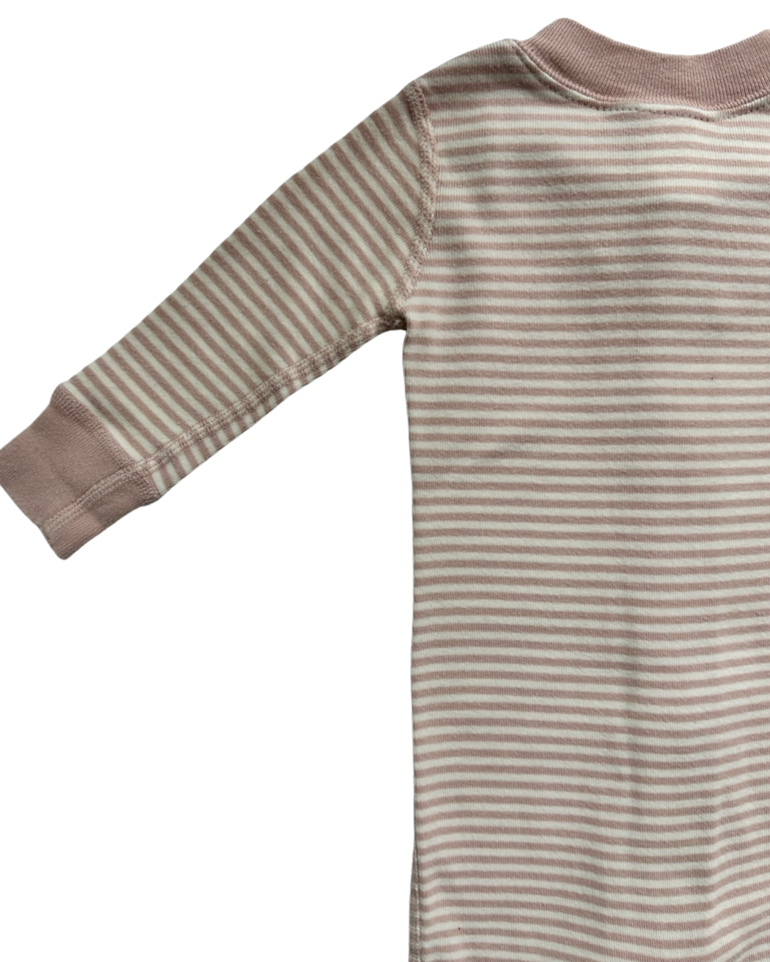 3-6M Baby Girl Hanna Andersson Dusty Rose Striped Zippered Sleeper PJs
